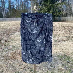 Talbots Grey Paisley Wool Pencil Wrap Skirt